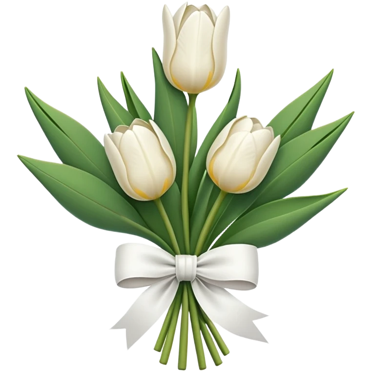 White tulips with bow to tie them  emoji