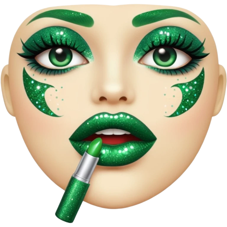 green lipstick with glitter emoji