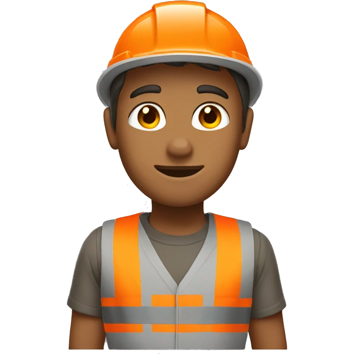 tan boy wearing grey hard hat and orange vest emoji