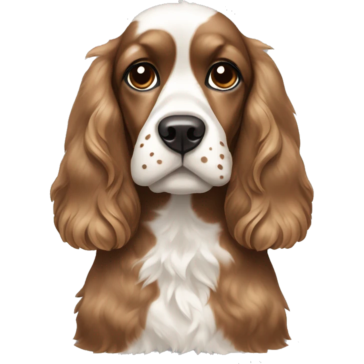 Brown and white spotted Cocker spaniel with a side bang  emoji