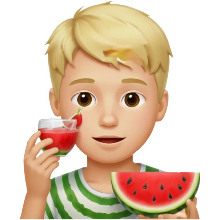 blonde boy eating watermelon emoji