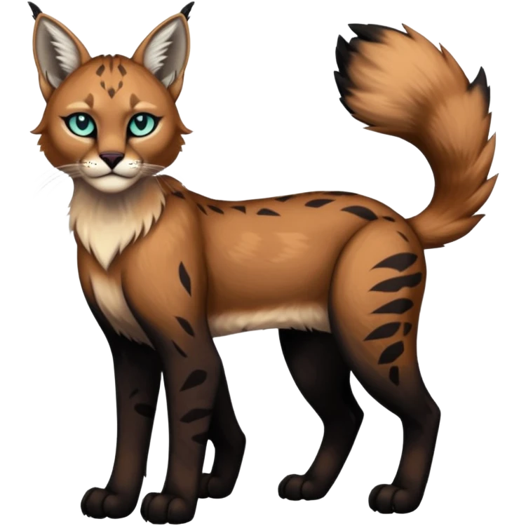 Vibrant dark edgy gothic Falvie-Fionbri-Bobcat-Caracal-creature-sparkle-feline-fursona, full body emoji