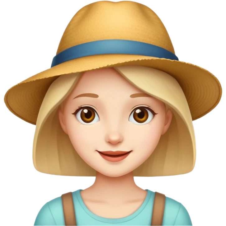 girl with a hat, cheerful expression emoji