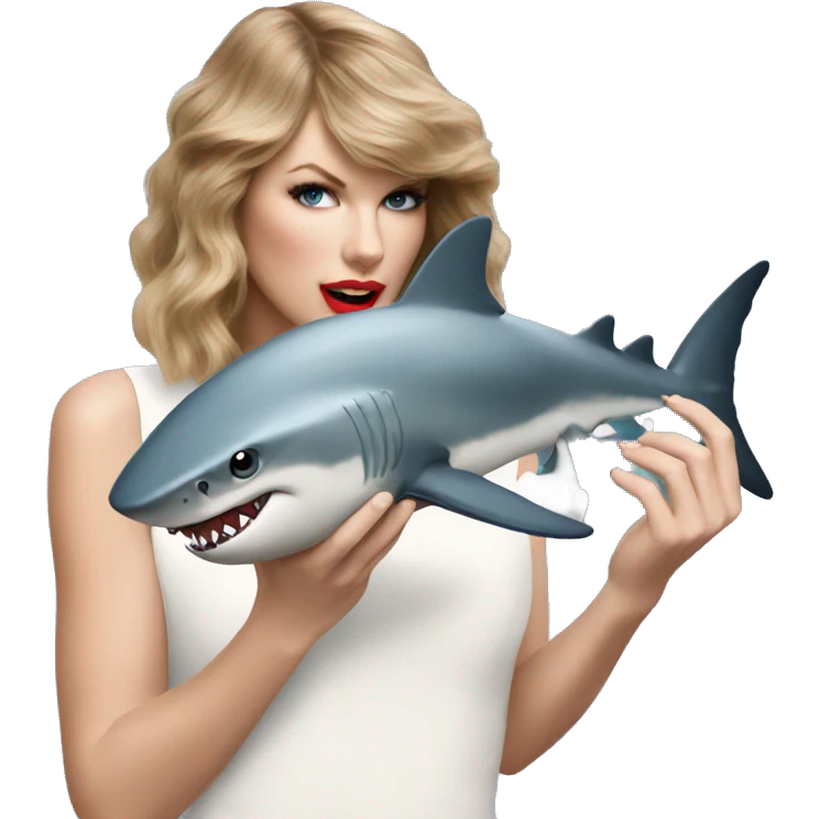 Taylor Swift holding a shark emoji