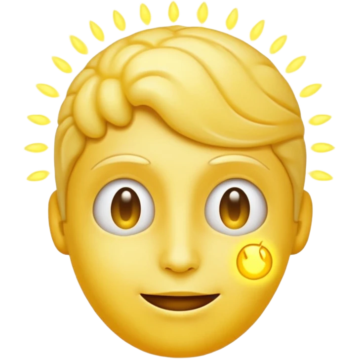 original yellow emoji character using telepathic brain powers, classic emoji style, expressive face, glowing effect around head emoji