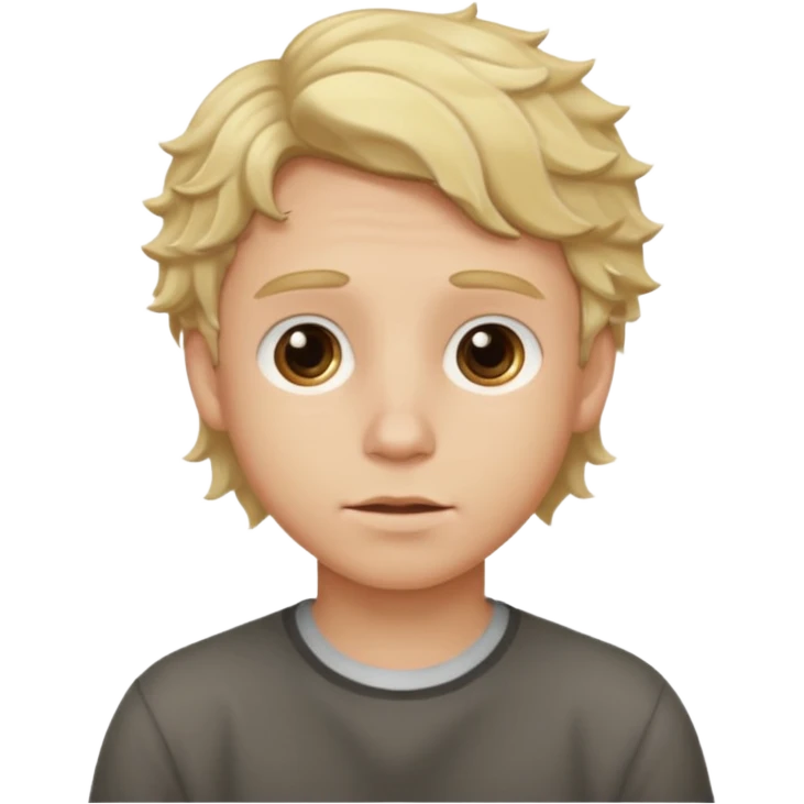 boy with wavy blonde hair, neutral expression emoji