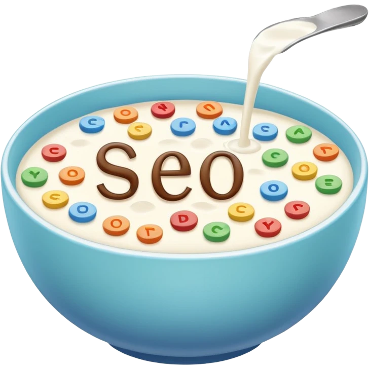 milk with letter cereals inside spelling SEO emoji