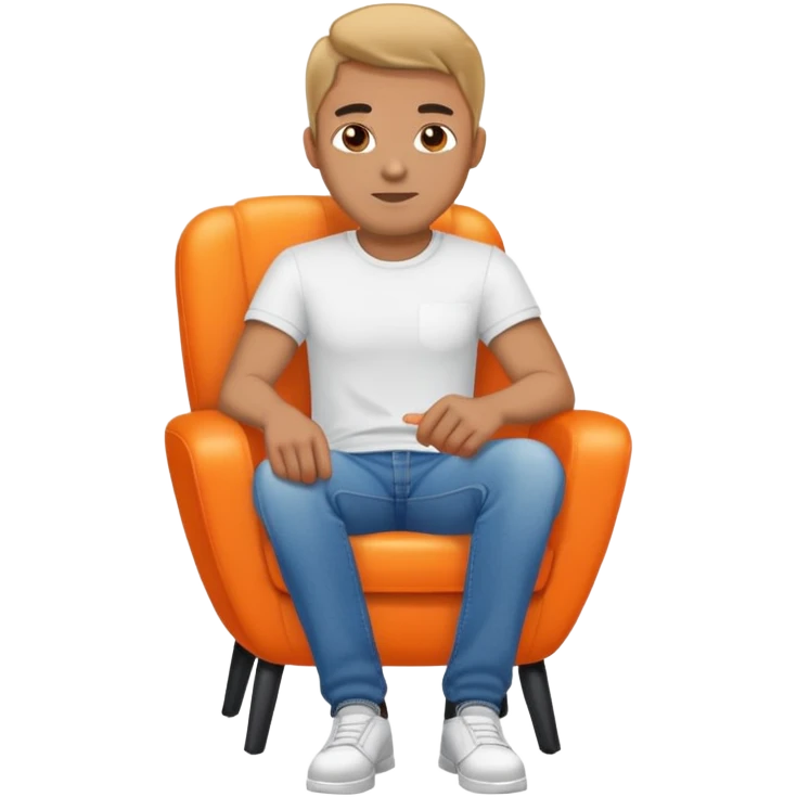 A man who sits on two orange chairs emoji