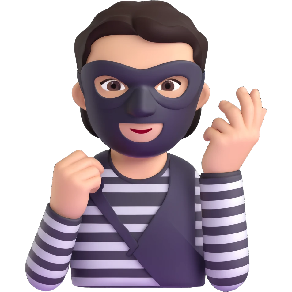 robber with black mask and striped shirt emoji