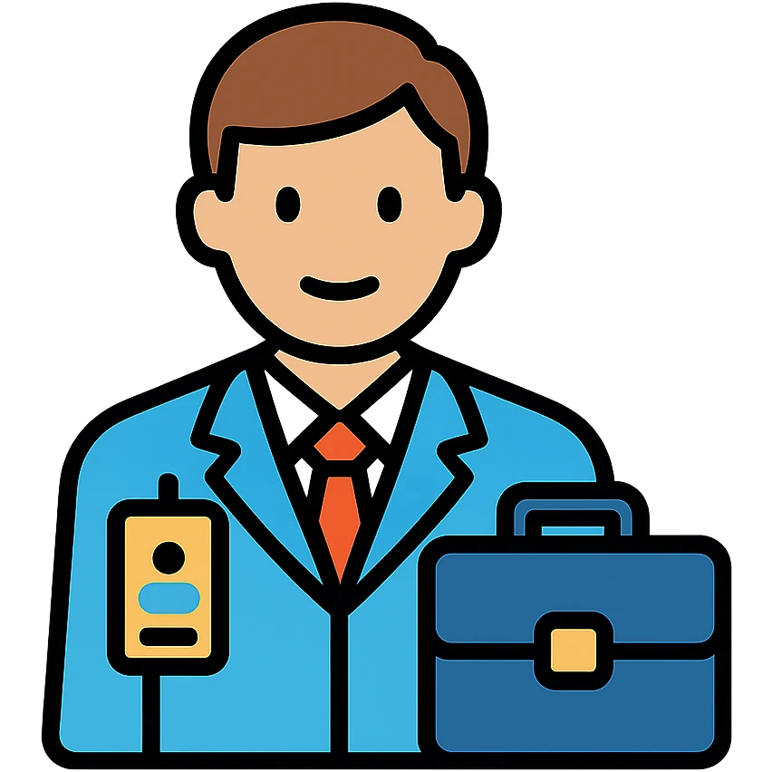 Government worker with briefcase and official badge - representing Fonction Publique emoji