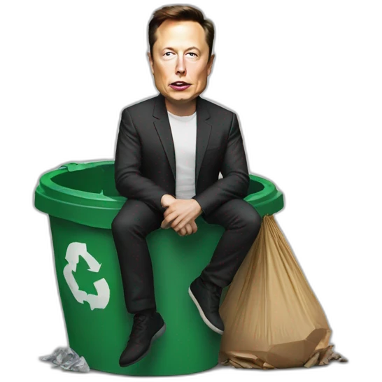 Elon musk in trash emoji