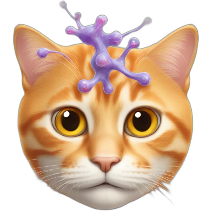 orange cat with the brain cell emoji