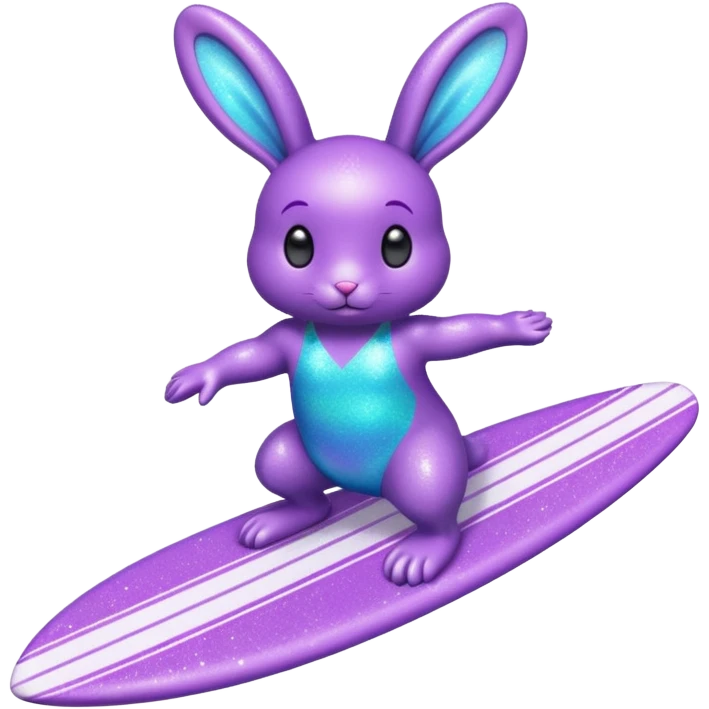 glitter purple cian bunny surf emoji