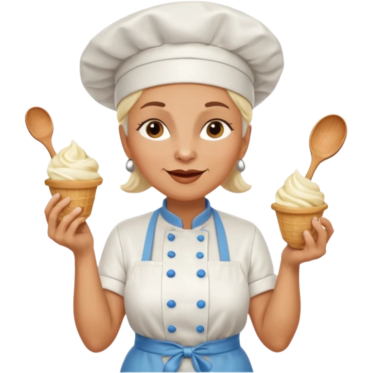 Old femaleChef trying multiple scoops of gelato emoji