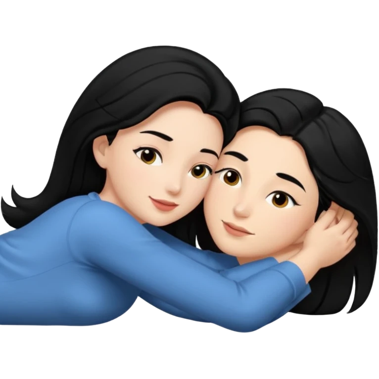 Девушка с большими симками голая лежит на спину , а на ней лежит голый мужчина с членом, лицом перед, держит её большую жопу. белое тело, волосы черные, только они дваем emoji