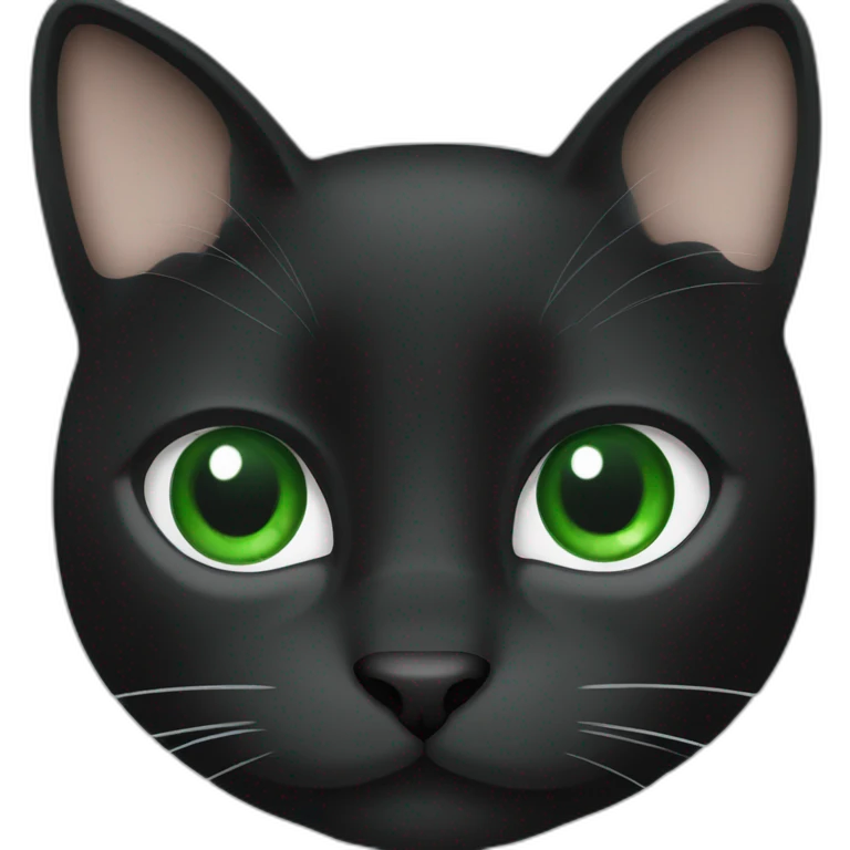 Black cat with white muzzle green eyes emoji