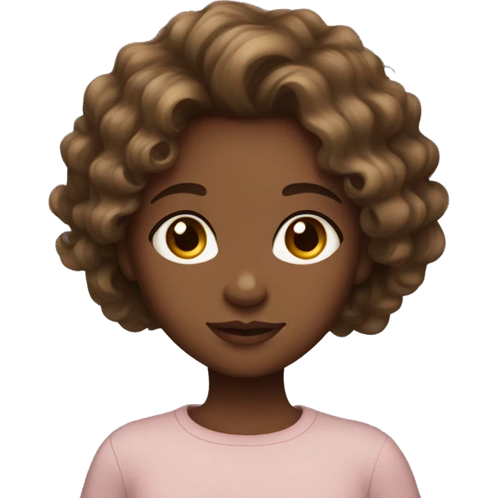 A brown skin girl with wavy hair and hazel eyes emoji