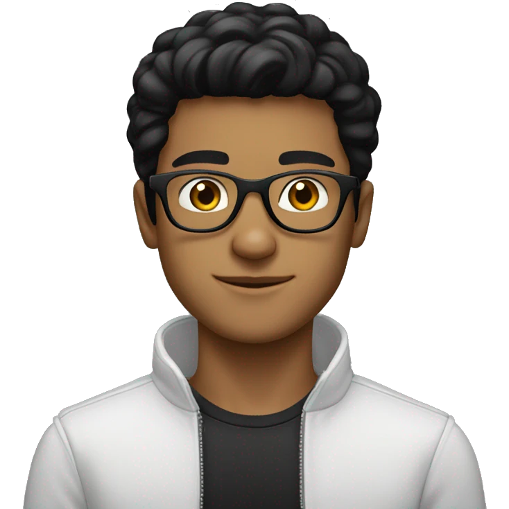 young man tanned whit black hair straight whit circular glasses emoji