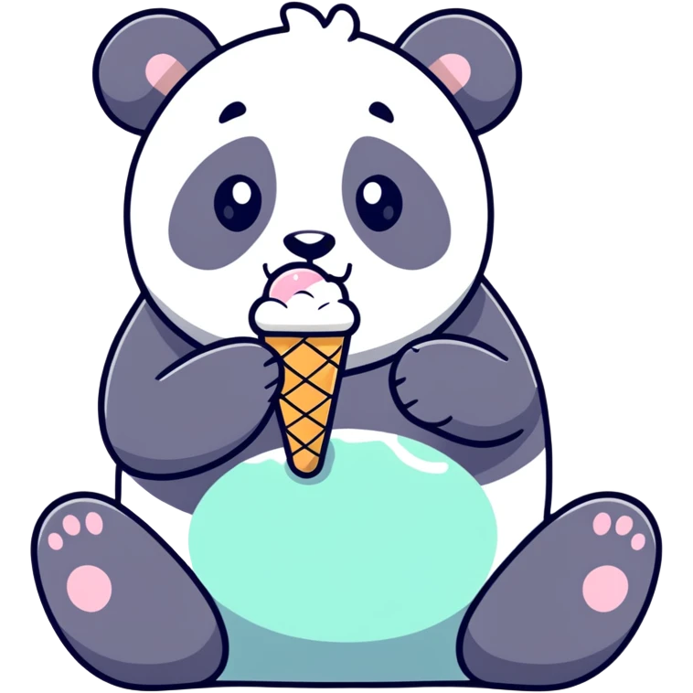 Panda eating ice cream emoji
