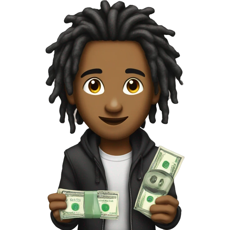 young hustler with money with dread lock hair emoji