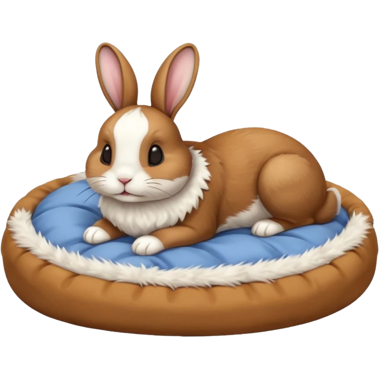 pet bed with rabbit in it brown an white rabbit emoji