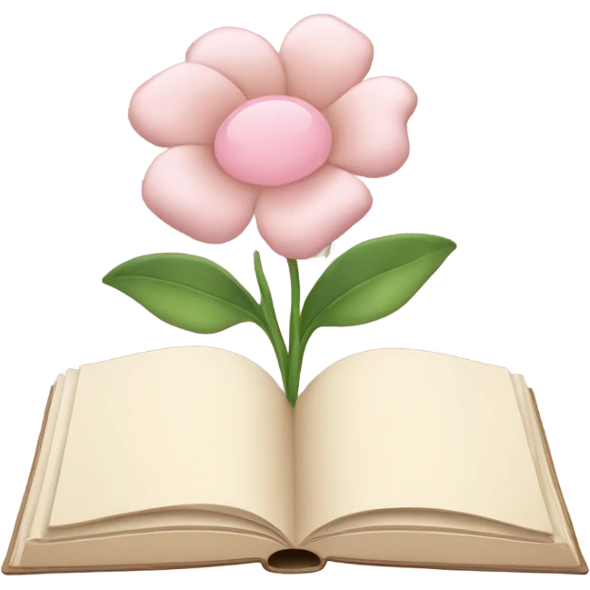 Beige Open book with light pink flower inside emoji