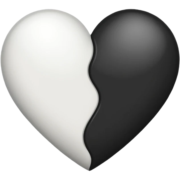 Half black and half white heart together  emoji