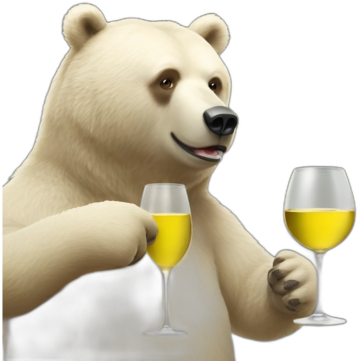 two different size bears drinking white wine standing emoji