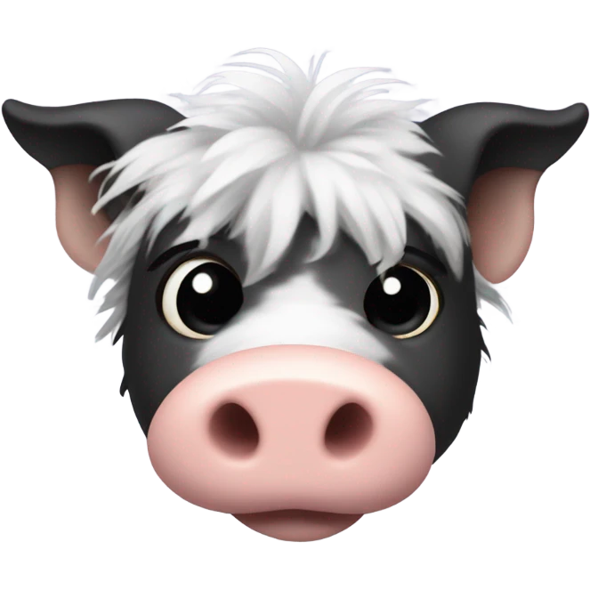 White hairy pig with black patches and floppy ears and scrunched up snout emoji