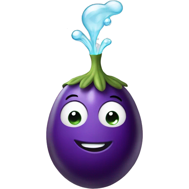 eggplant spraying water emoji