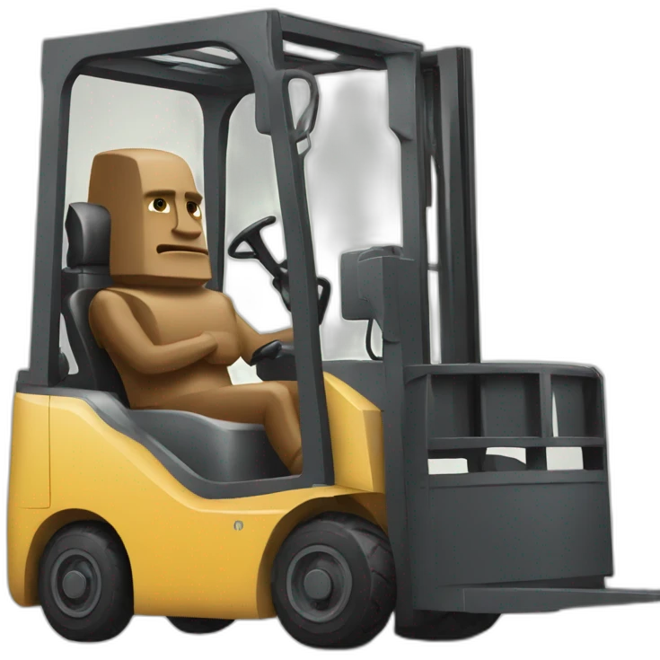 moai driving a forklift emoji
