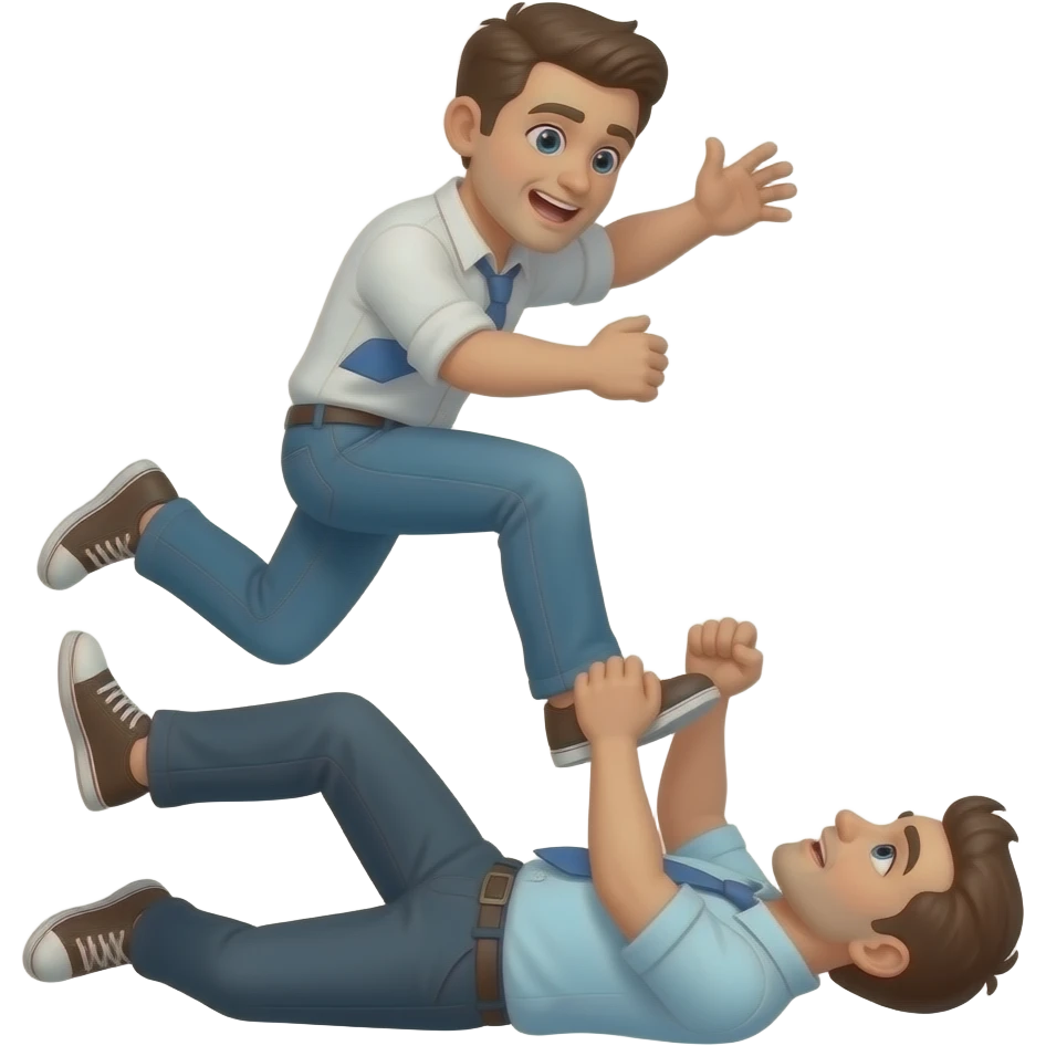 man tripping another man up emoji