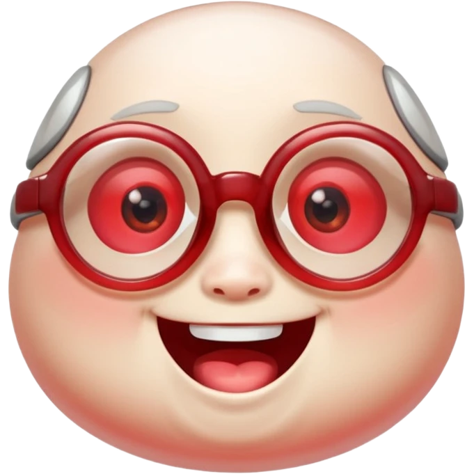A single chubby crystal gemstone character wearing cute round glasses, chunky and irregular with faceted sides (not egg-shaped), [red] gradient, big glossy eyes behind the glasses and a wide happy smile, , high detail, soft lighting, centered on a plain dark background emoji