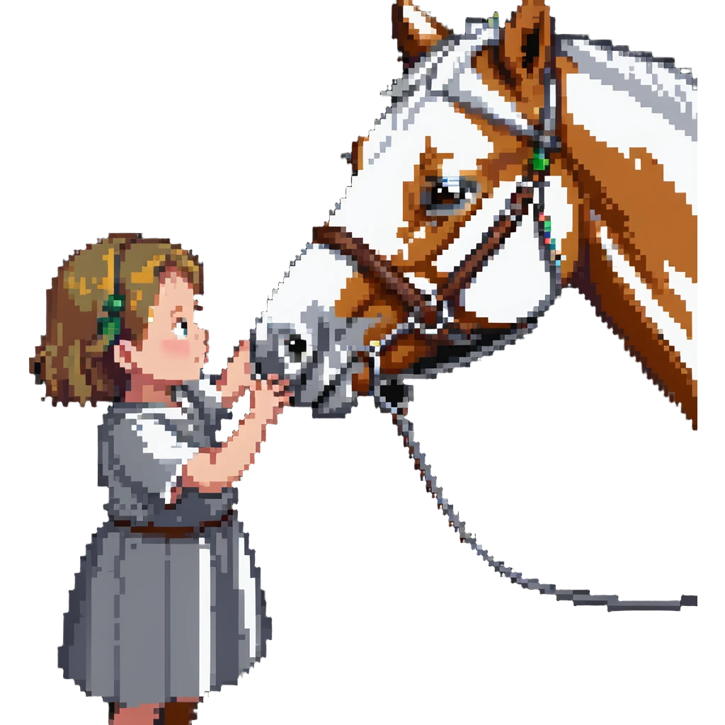 child petting a horse emoji