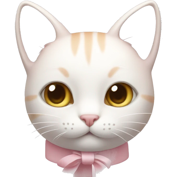light pink cat with white ribbon emoji