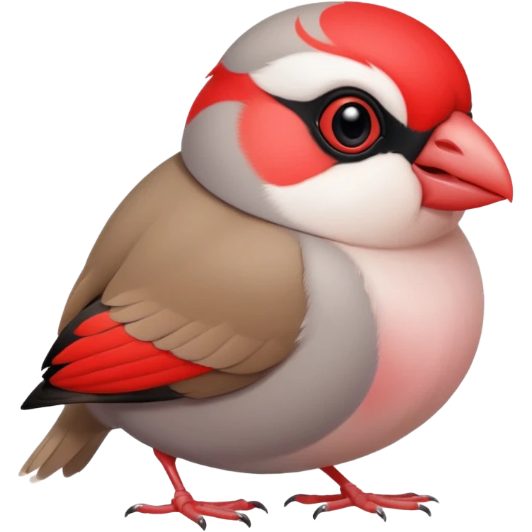 Java sparrow squashed by two hands like 🫸🐦🫷 but the color of the bird is white and beak is red emoji