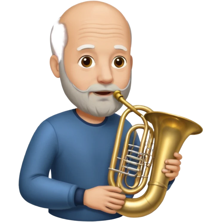 große Tuba, von glatzköpfigen graubärtigem Mann gespielt emoji