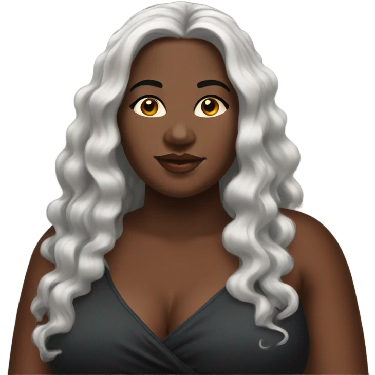 stunning black beauty, fat woman long black hair emoji