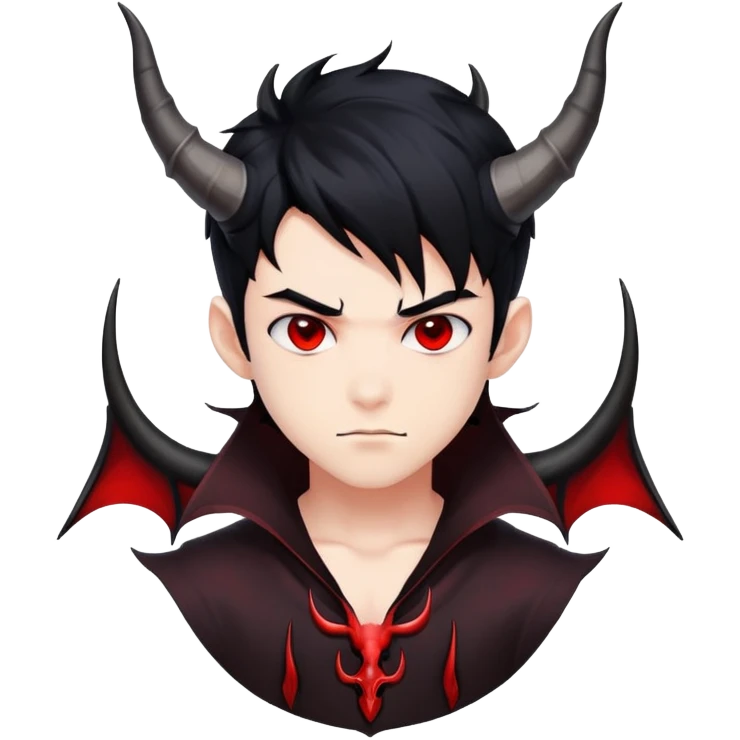 Cool anime devil boy with black hair and horns emoji