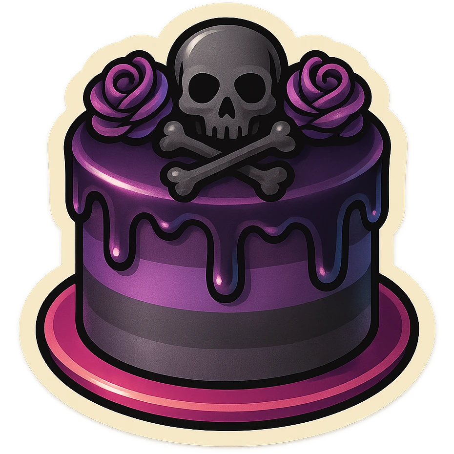 gothic cake, retro stickers style emoji