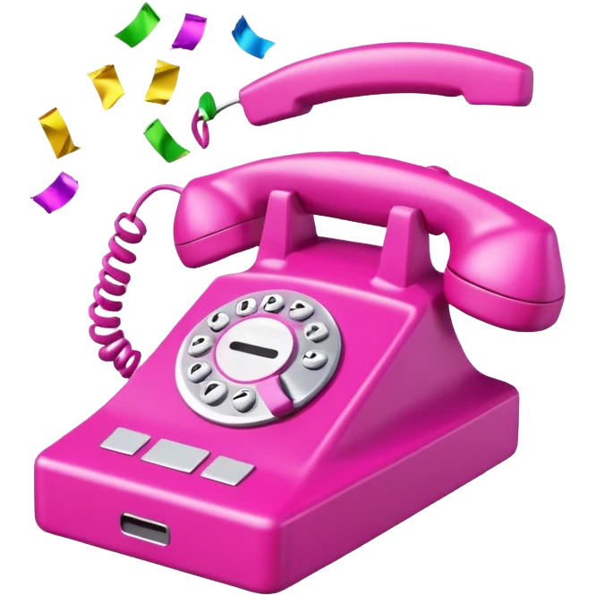 congrats text with confetti around pink phone emoji