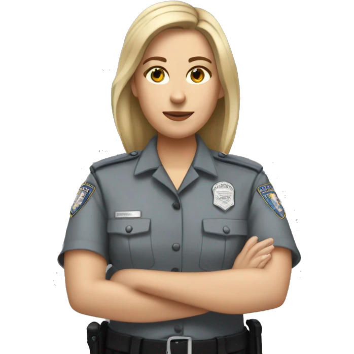 White Female correctional officer wearing grey Indiana department of corrections uniform  emoji
