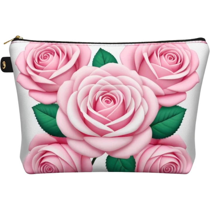 Pastel pink rose pattern makeup bag  emoji