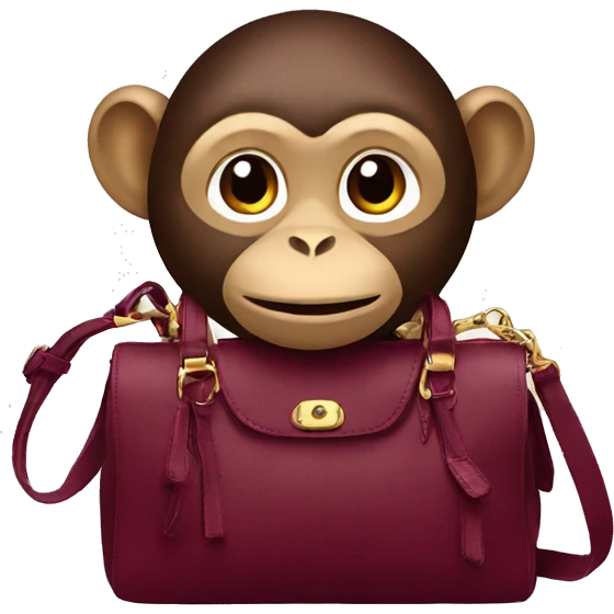 Monkey with burgundy handbag  emoji