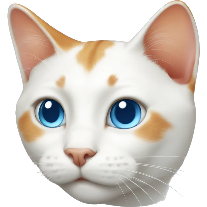 White cat head with ginger nose and ginger ears, blue eyes emoji