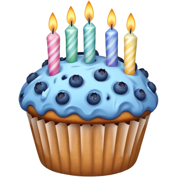 Blueberry Muffin celebrating birthday. Make sure it actually looks like a muffin with candles  emoji