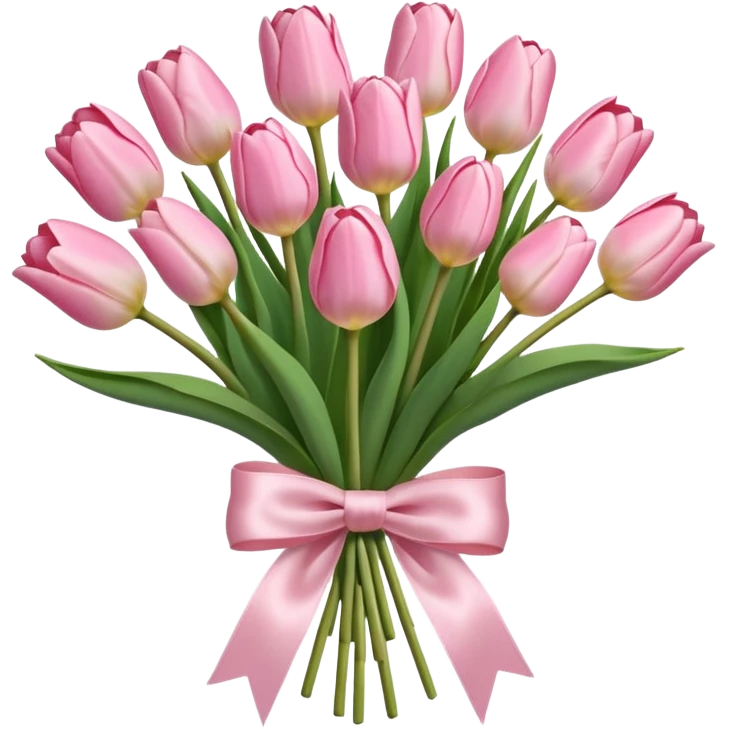 light pink tulips bouquet with light pink bow emoji