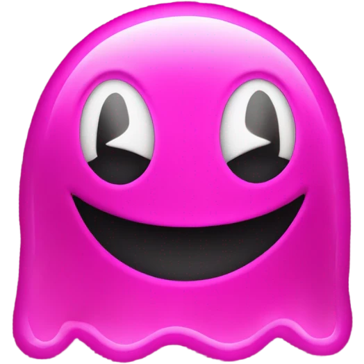 Neon pink Pac-Man ghost emoji
