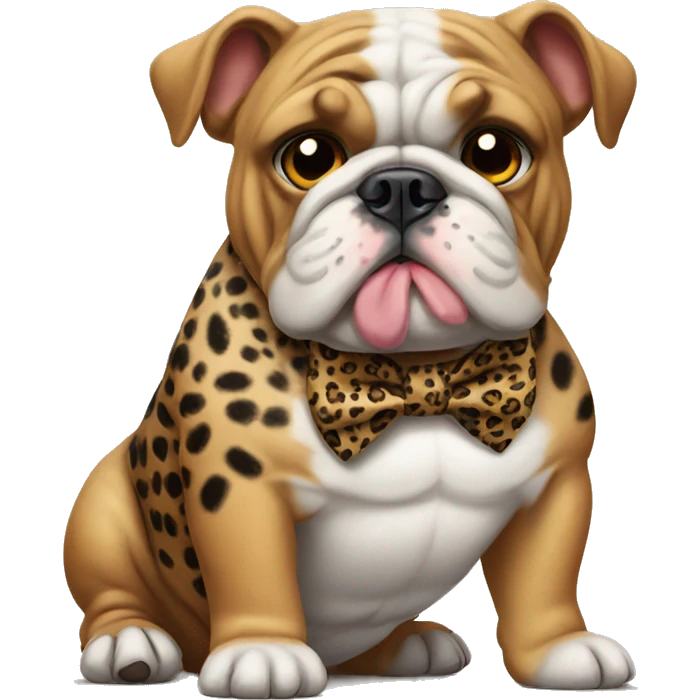 Bulldog with leopard bow emoji