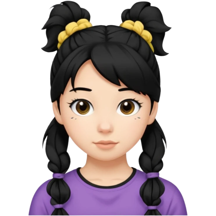 Teen girl with scrunchie ponytail black hair emoji